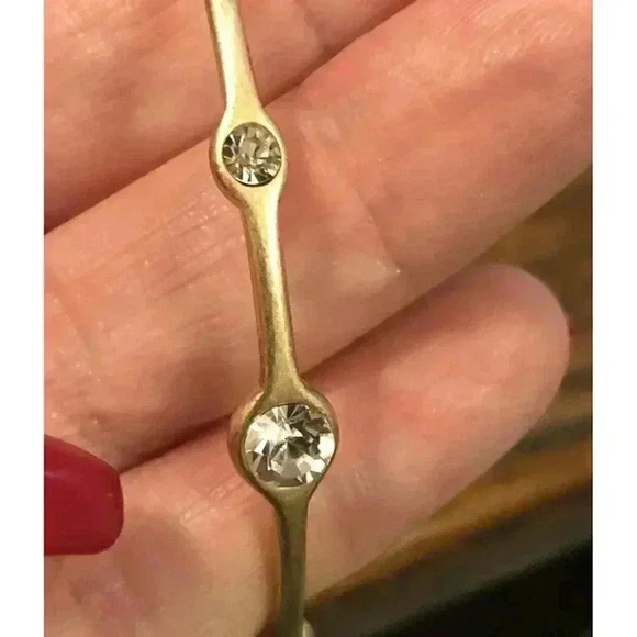 Lia Sophia Gold Tone with Round Inlayed Rhinestone Bangle Bracelet Stackable - Picture 5 of 11